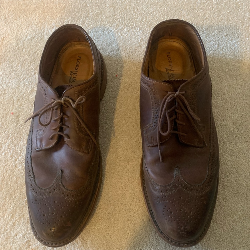 Brown leather Florsheim dress shoes. Size 12.